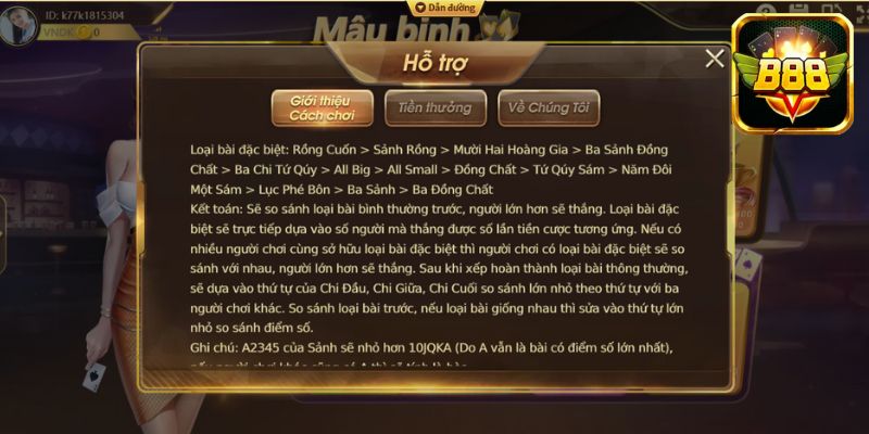 Thứ tự sức mạnh mang lại trong game bài Mậu Binh